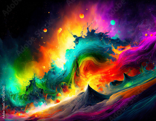 Colorful Creativity Driven Data filled with creativity on digital art concept, Generative AI.