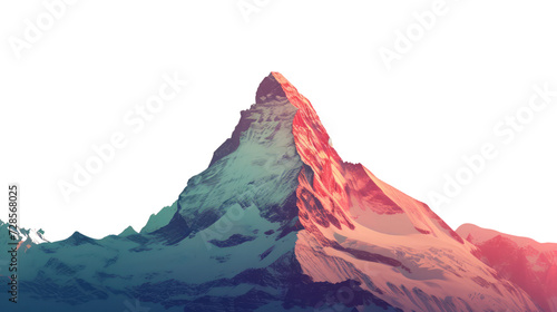 Snowy Mountain Landscape at Sunset with Glaciers and Rocky Peaks. Cut out to use as wallpaper.