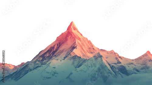 Snowy Mountain Landscape at Sunset with Glaciers and Rocky Peaks. Cut out to use as wallpaper.