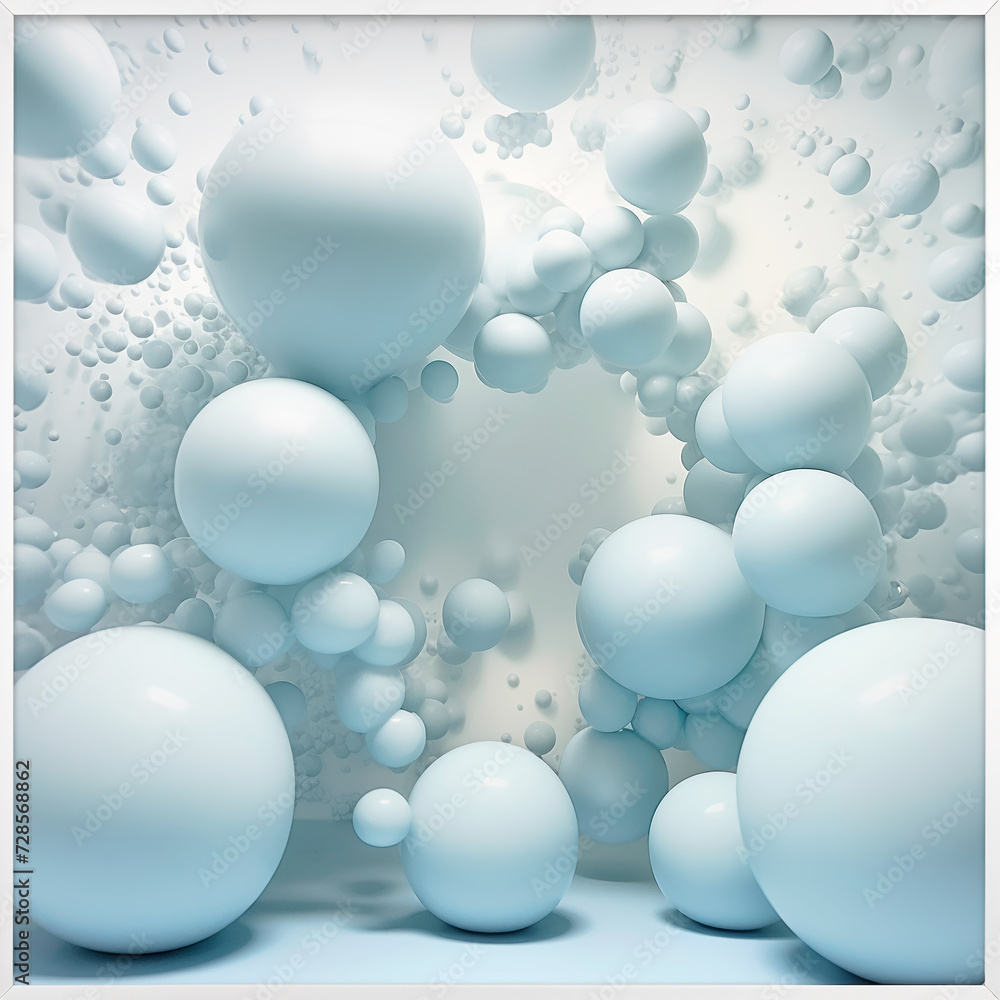 Tranquil Blues: Assortment of Matte Blue Balls on an Aesthetic Pastel Background