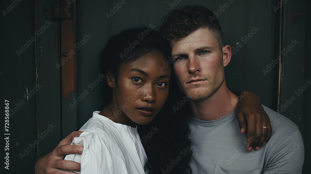 Diversity and Racial Unity of the Radiance of True Connection in the Extraordinary Couple - obrazy, fototapety, plakaty 