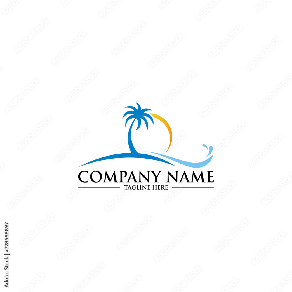 Obraz premium beach and island logo design vector design