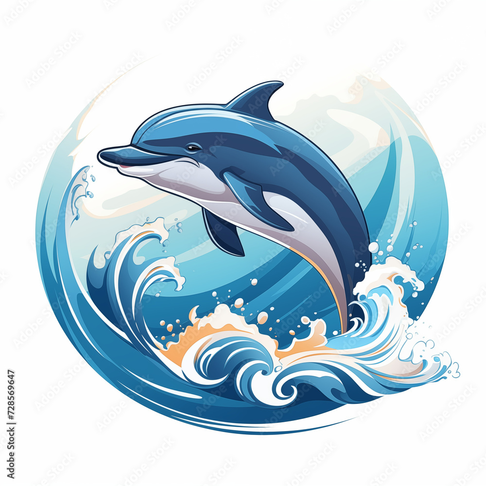 Obraz premium Graceful Dolphin in Swirling Ocean Waves