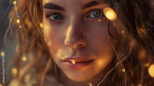 Illuminated Reverie: A Captivating Portrait Amidst Dazzling Lights