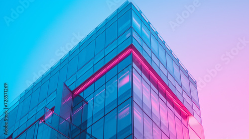Illuminated Majesty: The Enchanting Pink Beacon on a Towering Skyscraper