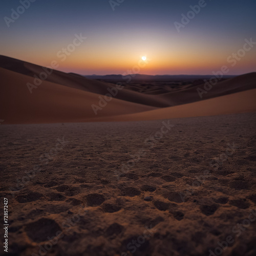 The sun rises over a desert landscape. Generative AI