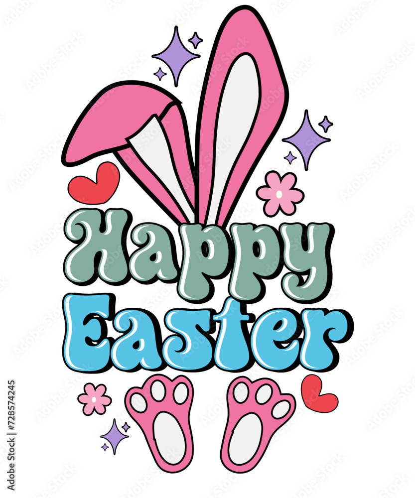 Happy Easter Retro Bunny Kids Easter T shirt Design Happy Easter Retro Bunny Kids Easter T shirt Design
