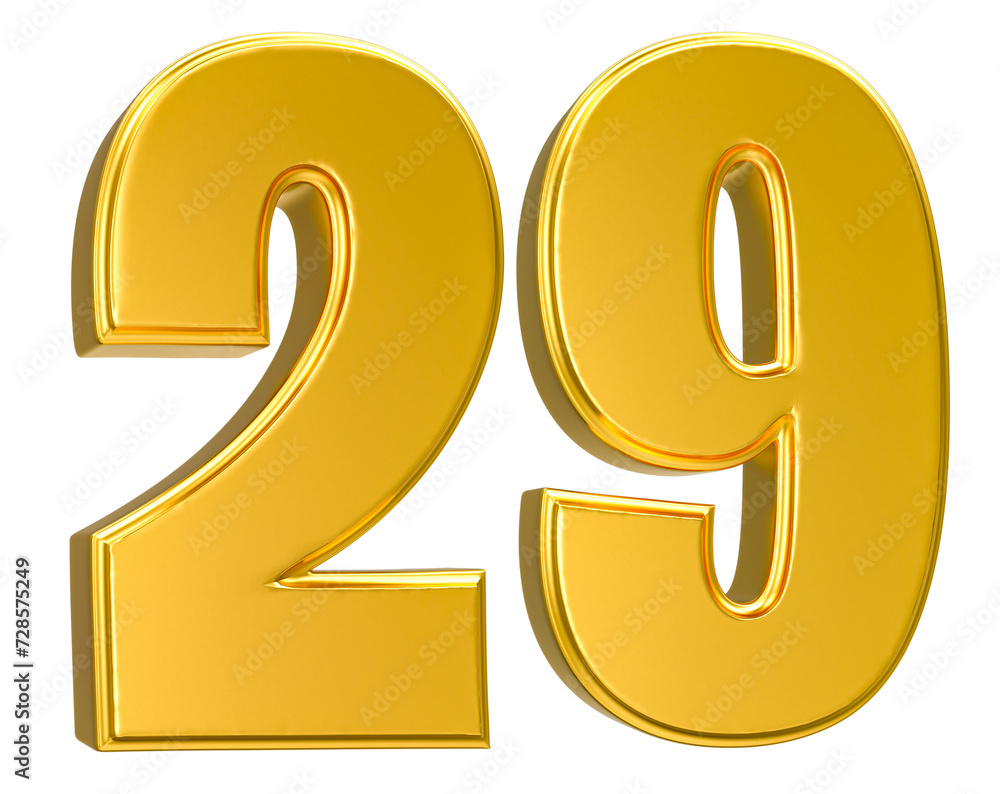 Gold Number 29 3D Render Gold Number 29 3D Render
