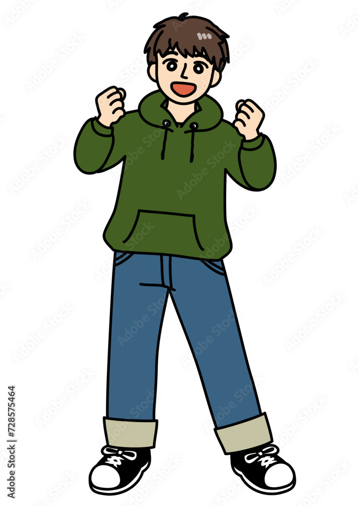 シンプルなタッチの男性(全身・嬉しい)カラー シンプルなタッチの男性(全身・嬉しい)カラー