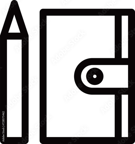 防災に必要な持ち物の線画単品アイコン　紙とペン