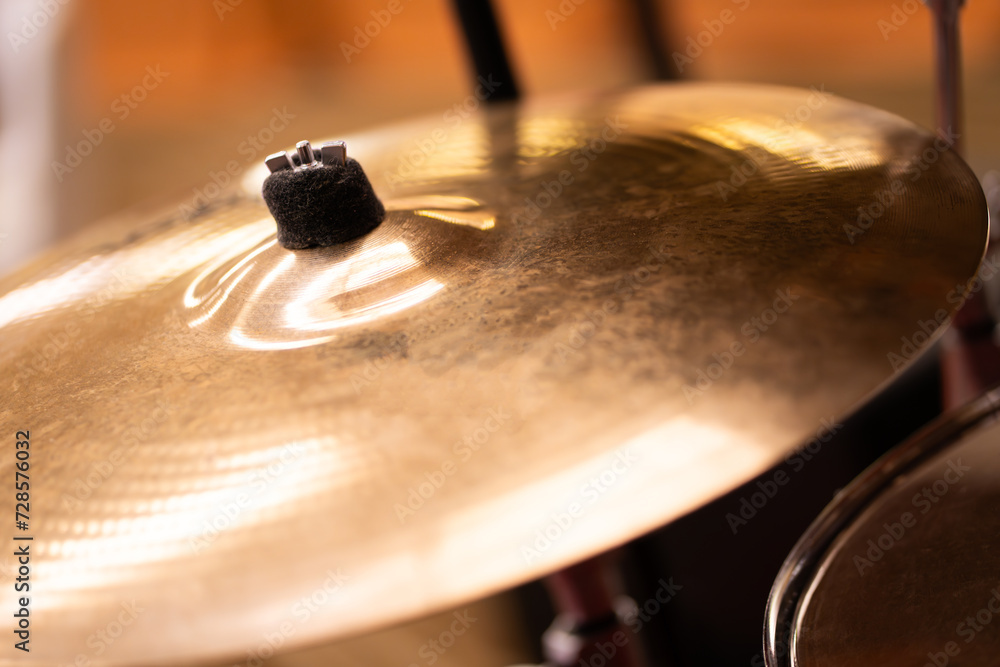 Fototapeta premium Complete set of cymbal instruments in studio music concept