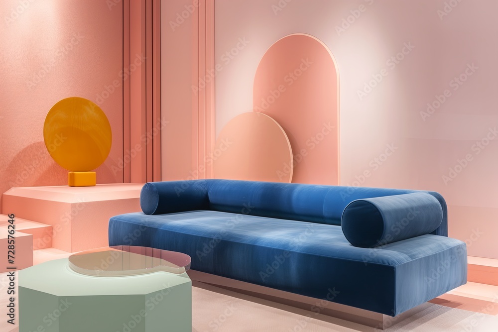 modern colorful living room with sofa, generative ai modern colorful living room with sofa, generative ai