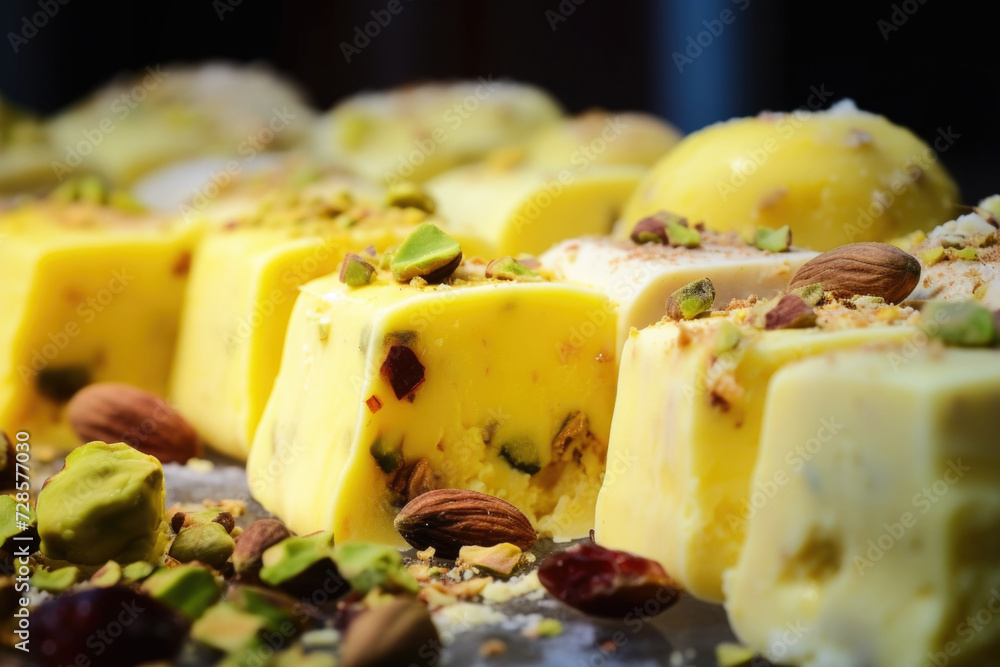 Saffron pistachio Kulfi eggless Indian ice cream, frozen dessert made