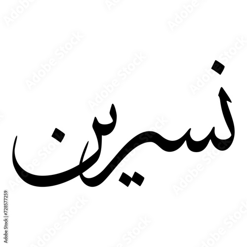 Nasreen Muslim Girls Name Sulus Font Arabic Calligraphy 