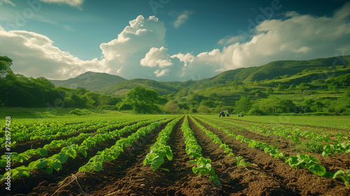 Cultivating Green: A Picturesque Organic Farming Scene