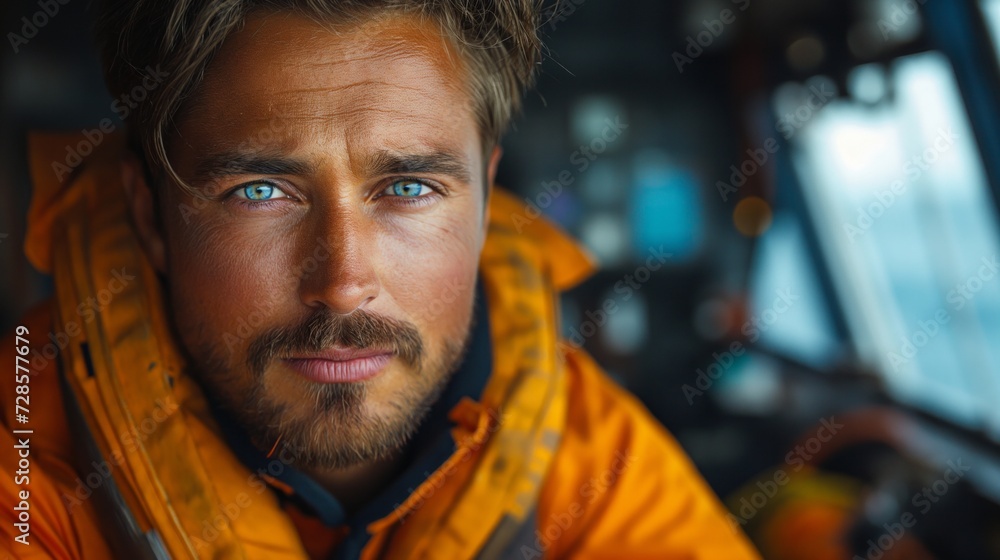 Portrait of empowered male maritime professional at work. Hard working man at the ship. Maritime concept. Work concept. Man concept. Male concept. Guy concept. Portrait of empowered male maritime professional at work. Hard working man at the ship. Maritime concept. Work concept. Man concept. Male concept. Guy concept.