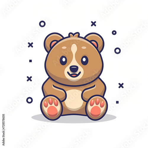 Graphic icon of a vector charming bear in a flat design, cute and iconic.
