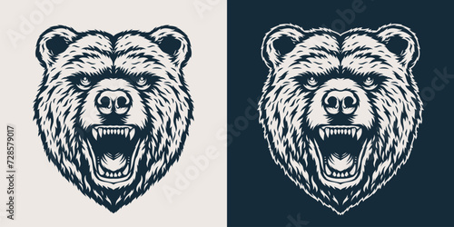 Vintage bear head hand drawn design.