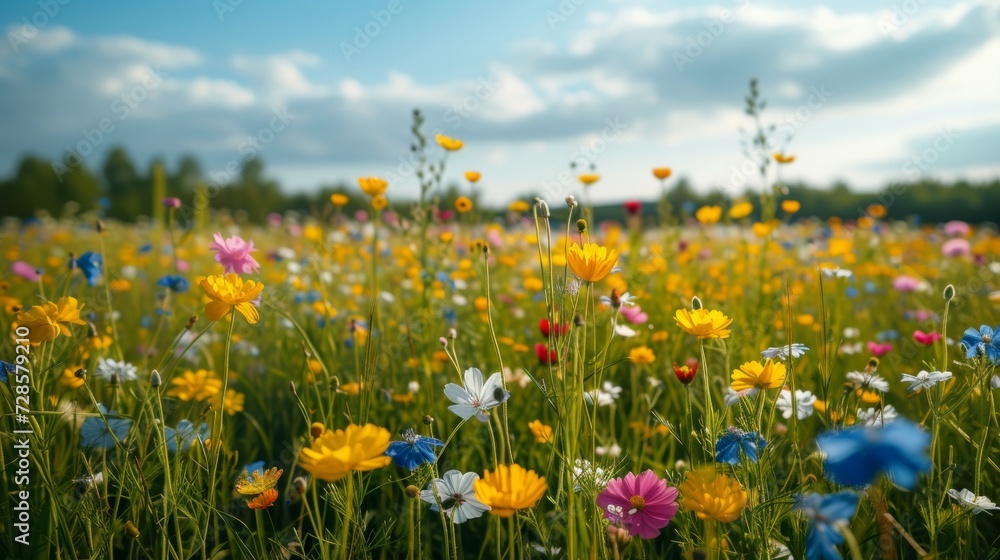 Vivid Wildflower Meadow in Summer Bloom