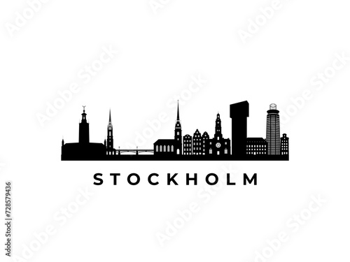 Vector Stockholm skyline. Travel Stockholm famous landmarks. Business and tourism concept for presentation, banner, web site.
