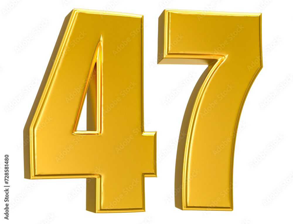 Fototapeta premium Gold Number 47 3D Render