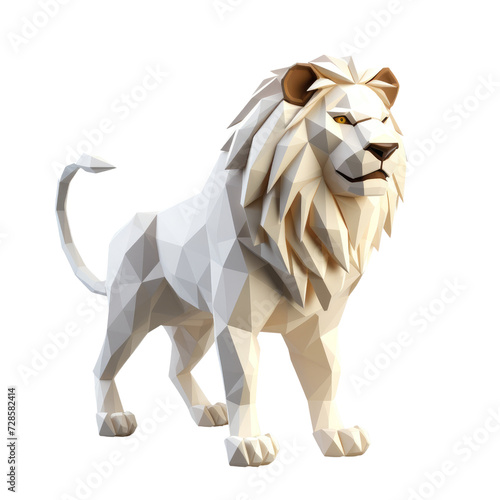 Isometric Lion Sculpture  Geometric Lion Art  King of the Jungle in Polygonal Style