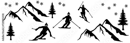 skiing and snowboarding vector