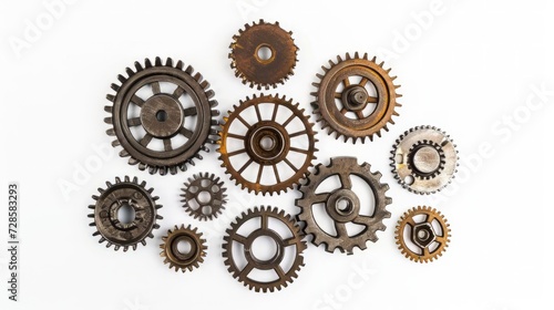 Group of Gears on White Background