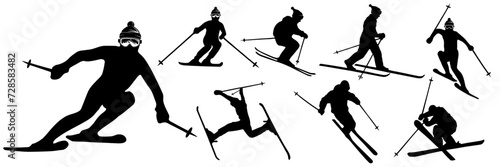 skiing and snowboarding silhouettes