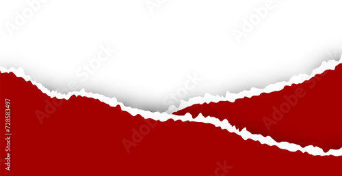 Red Ripped Paper Frame On White Background. Wallpaper. Backdrop. Christmas. Celebration. Vector Illustration