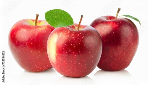 fresh red apples set isolated on white background