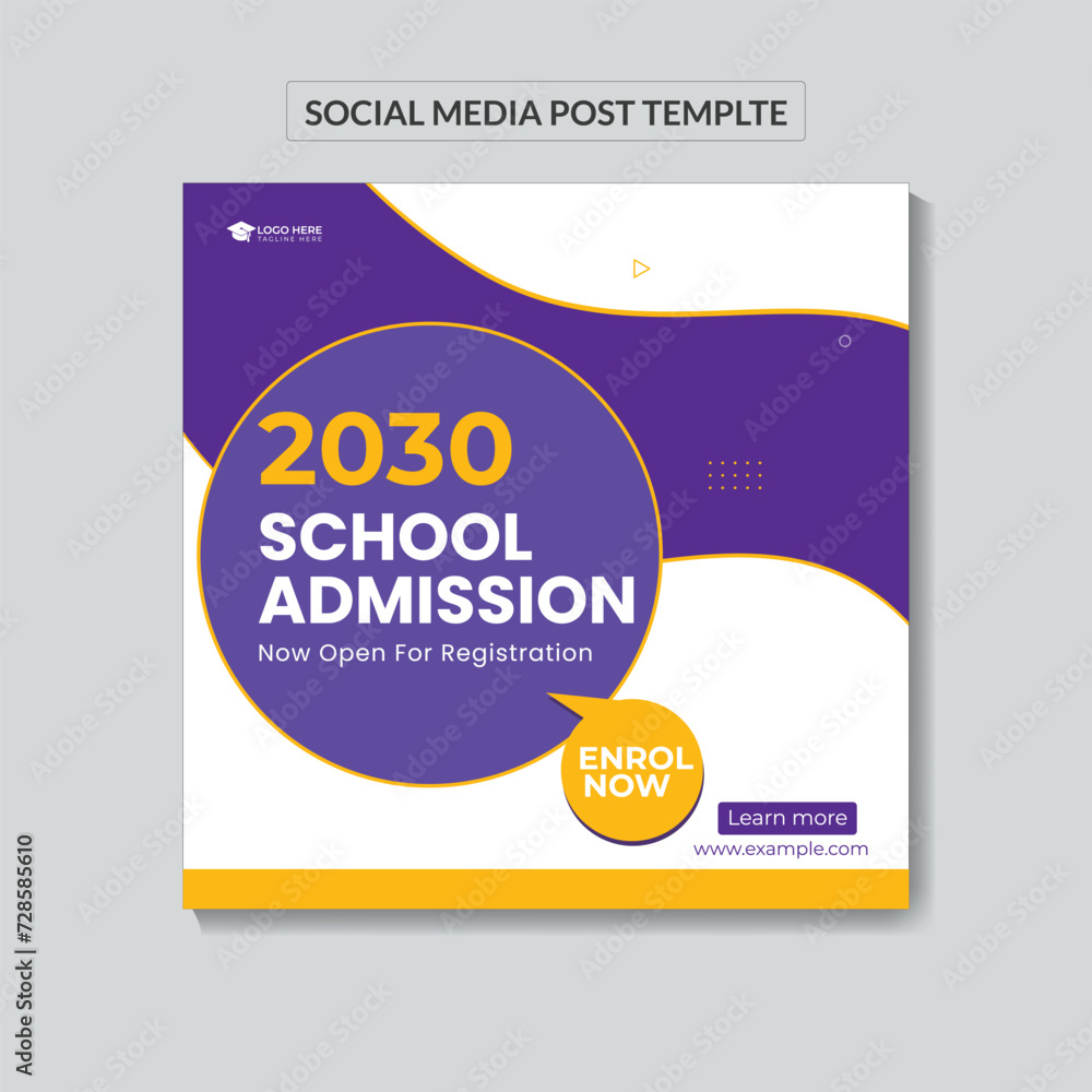 Fototapeta premium School admission social media post banner design. back to school social media post banner design Back to school admission promotion banner