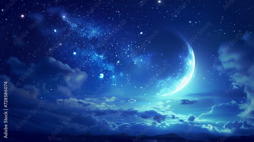 Ethereal Moon and Stars, background image, generative AI