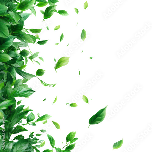 Green Leaves Frame with Floral Patterns and Foliage in a Vibrant Vector Illustration of Lush Plant Life, free space for writing messages or ideas. © PlumPrum Stocker