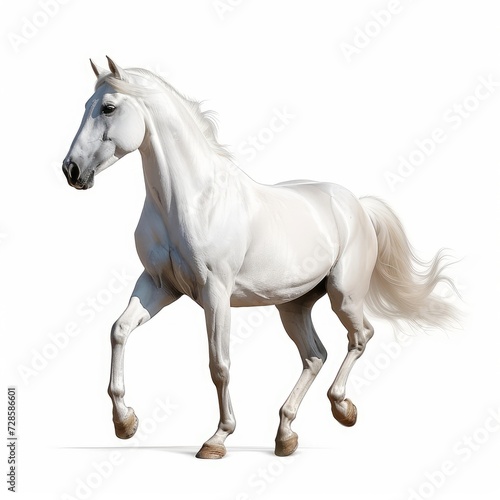 White arabian horse isolated over a white background with clipping path. Full Depth of field. Focus stacking. Generative AI