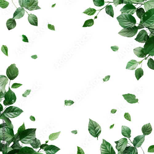 Green Leaves Frame with Floral Patterns and Foliage in a Vibrant Vector Illustration of Lush Plant Life, free space for writing messages or ideas.