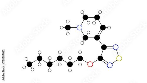 xanomeline molecule, structural chemical formula, ball-and-stick model, isolated image muscarinic agonists