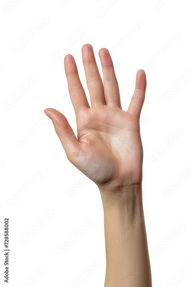 Woman hand holding grabbing or measuring something isolated on white background, with clipping path. Five fingers. Full Depth of field. Focus stacking. Generative AI Woman hand holding grabbing or measuring something isolated on white background, with clipping path. Five fingers. Full Depth of field. Focus stacking. Generative AI