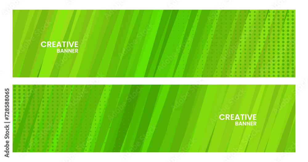 set of banners with abstract elegant green creative background