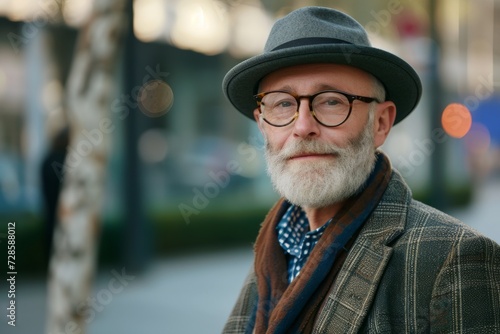 White-Bearded Man Wearing Hat and Glasses © Yana