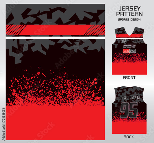 Pattern vector sports shirt background image.broken stone black red dripping pattern design, illustration, textile background for sports t-shirt, football jersey shirt.eps