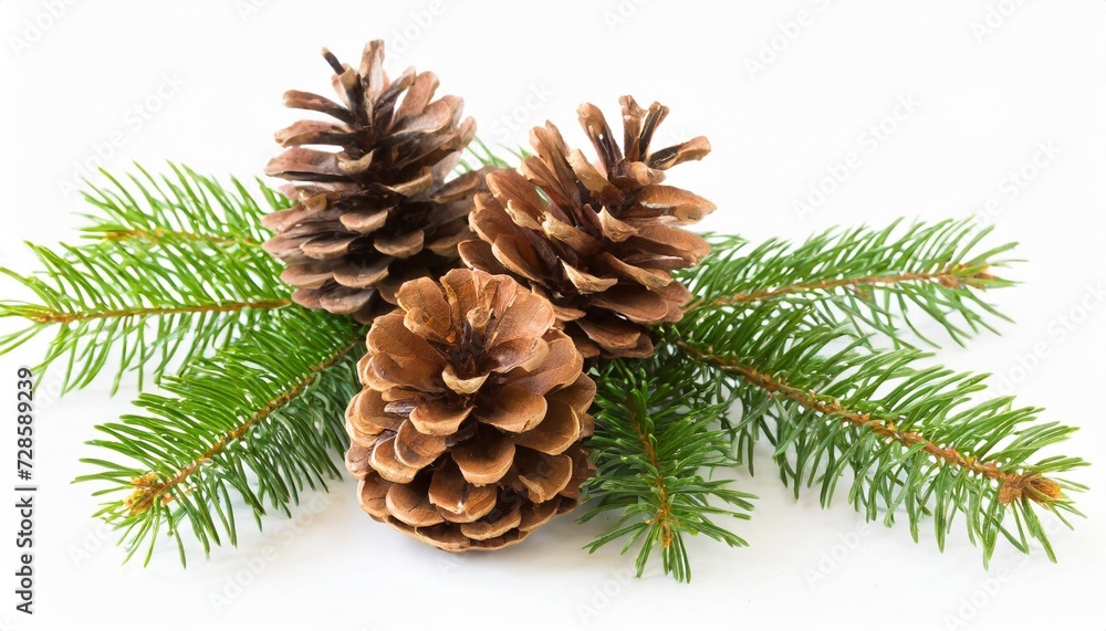 fir tree branch and cones isolated fir tree branch and cones isolated