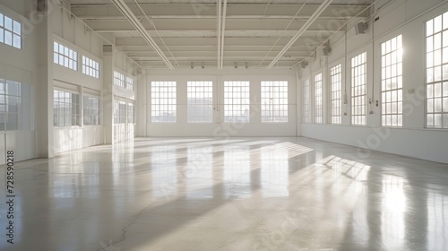 An Empty Room With Large Windows and White Walls