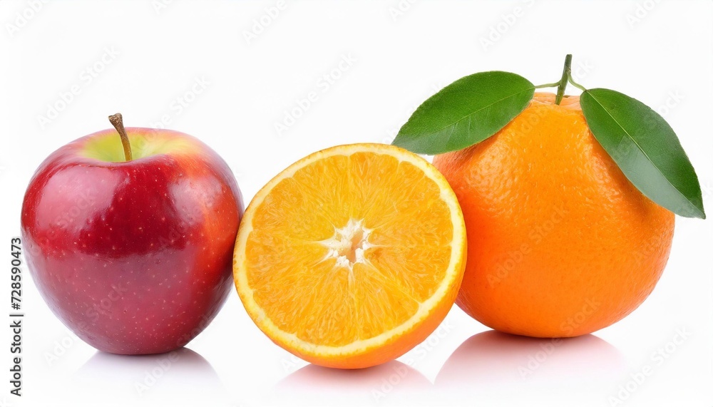 apple and orange isolated on a white background apple and orange isolated on a white background