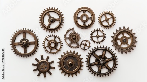 Cluster of Gears on a White Surface