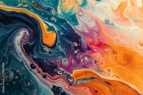Close Up of a Colorful Liquid Painting © Yana