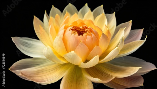 an ethereal blend of golden yellow and pastel orange abstract blooming shape isolated on a transparent background