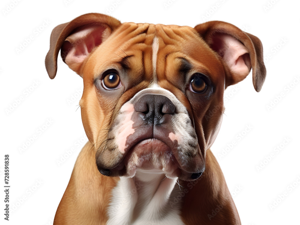 A Cute Bulldog, isolated on a transparent or white background