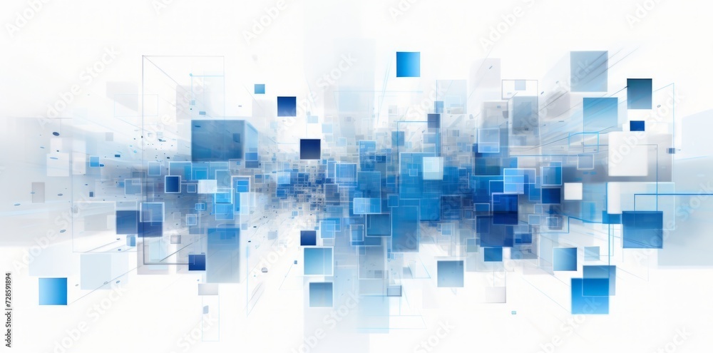 Blue and White Abstract Background With Squares