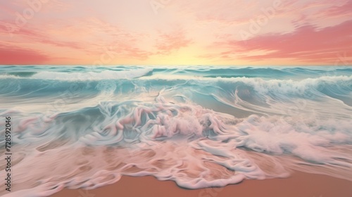 Painting of a Sunset Over the Ocean